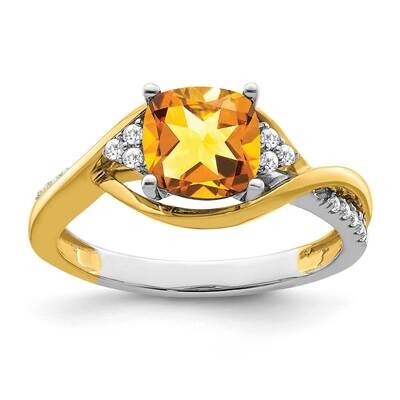 Cushion Citrine Diamond Ring 14k Two-Tone Gold RM6039-CI-012-YWA, MPN: RM6039-CI-012-YWA, 191101814…