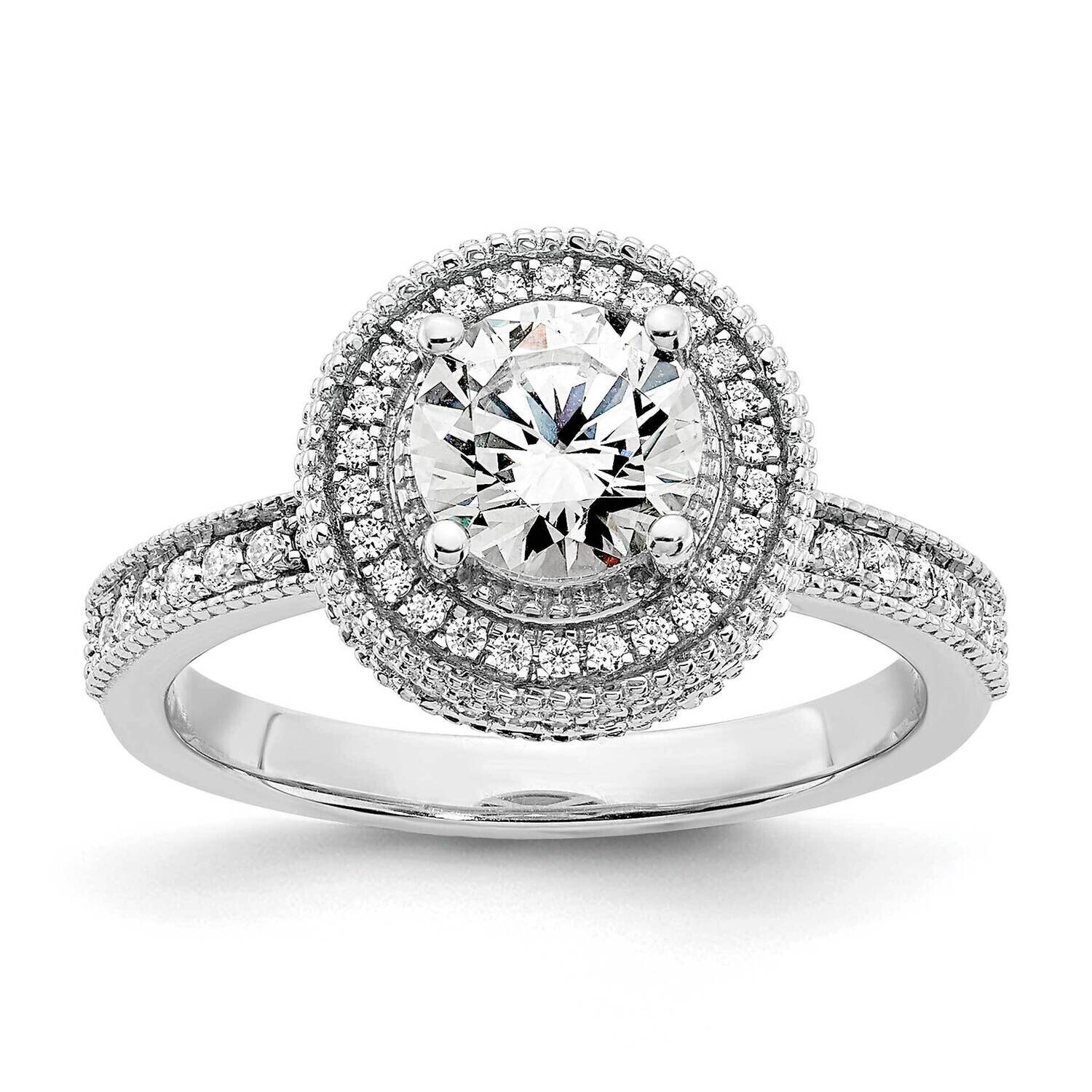 True Origin White Gold 1/3 Carat Diamond Vs/Si D E F Semi Mound Round Fancy Halo Engagement Ring RM…