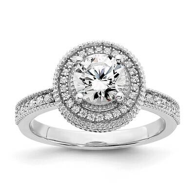 True Origin White Gold 1/3 Carat Diamond Vs/Si D E F Semi Mound Round Fancy Halo Engagement Ring RM…