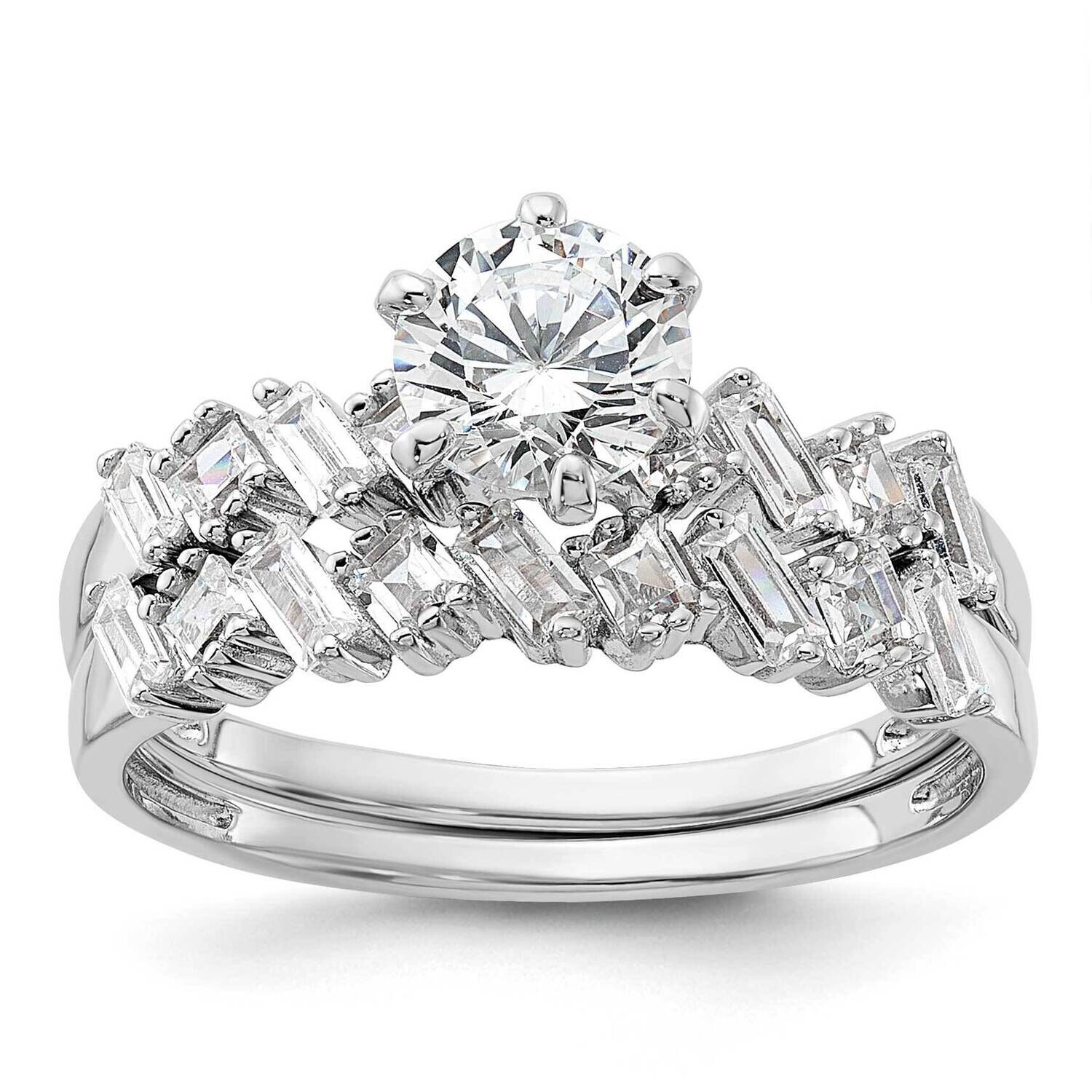 6-Prong CZ Engagement Ring BSet Sterling Silver Rhodium-Plated QR7550, MPN: QR7550,