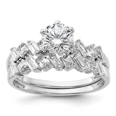 6-Prong CZ Engagement Ring BSet Sterling Silver Rhodium-Plated QR7550, MPN: QR7550,