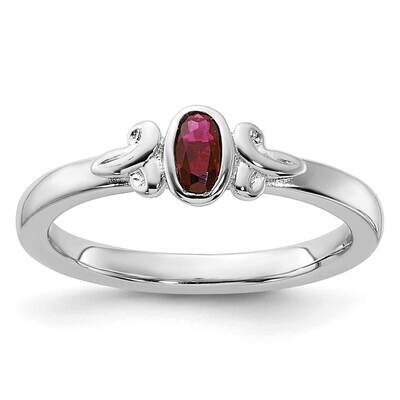 Stackable Expressions Created Ruby Ring Sterling Silver QSK1291, MPN: QSK1291,