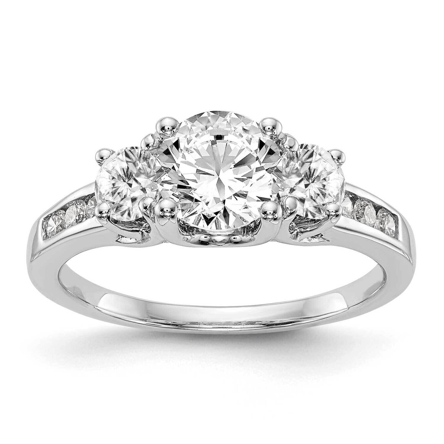 True Origin 1/6 Carat Diamond Vs/Si D E F Semi Mount Three Stone Ring 14k White Gold RM2974E-100-WA…