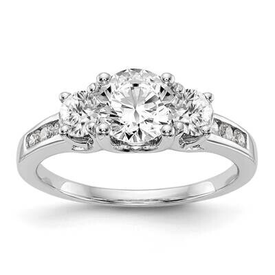 True Origin 1/6 Carat Diamond Vs/Si D E F Semi Mount Three Stone Ring 14k White Gold RM2974E-100-WA…