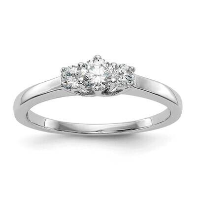 3-Stone Holds 1/4 Carat 4.1mm Round Center 2-2.7mm Round Sides Engagement Ring Mounting 14k White G…