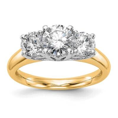 3-Stone Holds 1 Carat 6.50mm Round Center 2-5.2mm Round Sides Engagement Ring Mounting 14k Two-Tone…
