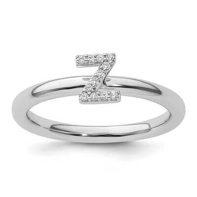 Stackable Diamond Initial Z Ring 14k White Gold SK2112ZW, MPN: SK2112ZW,