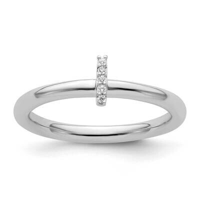 Stackable Diamond Initial I Ring 14k White Gold SK2112IW, MPN: SK2112IW,