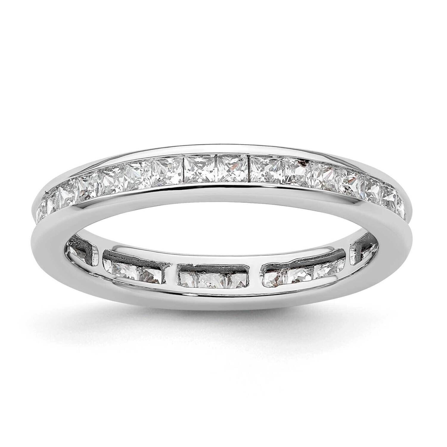 Polished Channel-Set 1 Carat Princess Diamond Complete Eternity Band 14k White Gold ET0010-100-6W4,…
