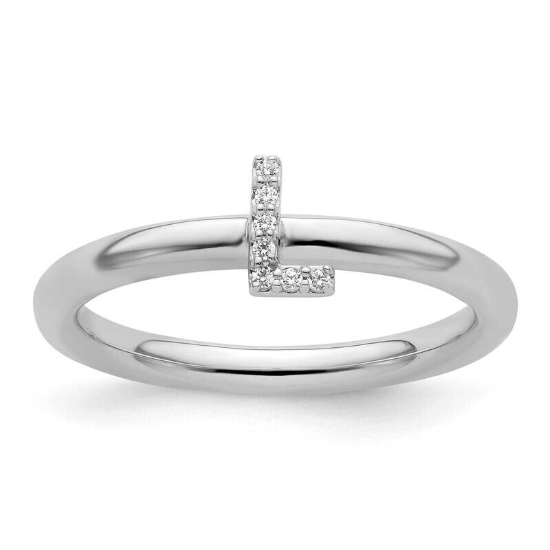 Stackable Diamond Initial L Ring 14k White Gold SK2112LW