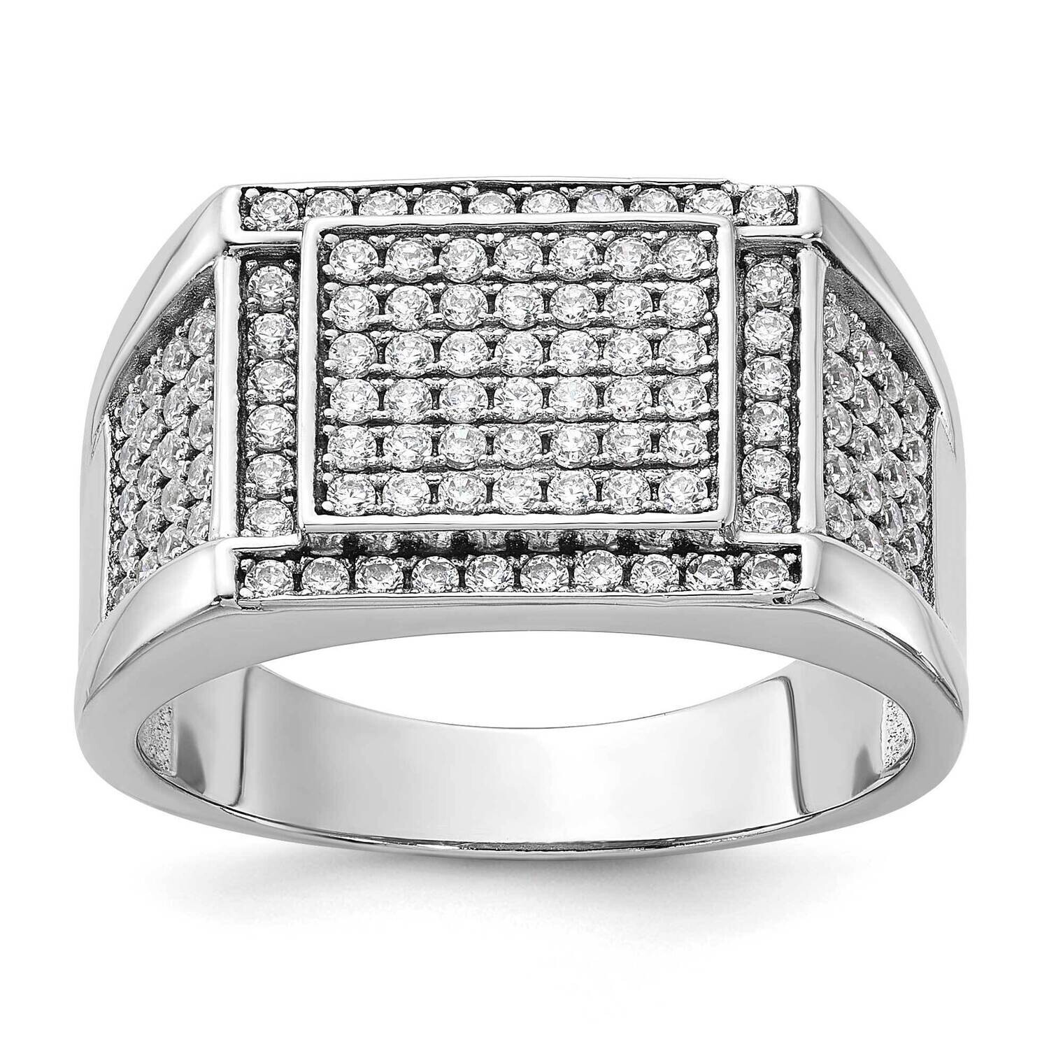 CZ Signet Ring Sterling Silver Rhodium-Plated QR7635
