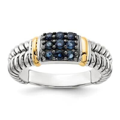 Shey Couture Sterling Silver Accent Black Rhodium Antiqued Sapphire Ring 14k Gold QTC1814, MPN: QTC…