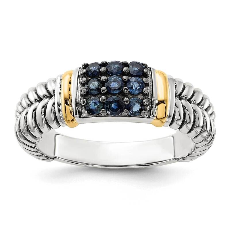 Shey Couture Sterling Silver Accent Black Rhodium Antiqued Sapphire Ring 14k Gold QTC1814
