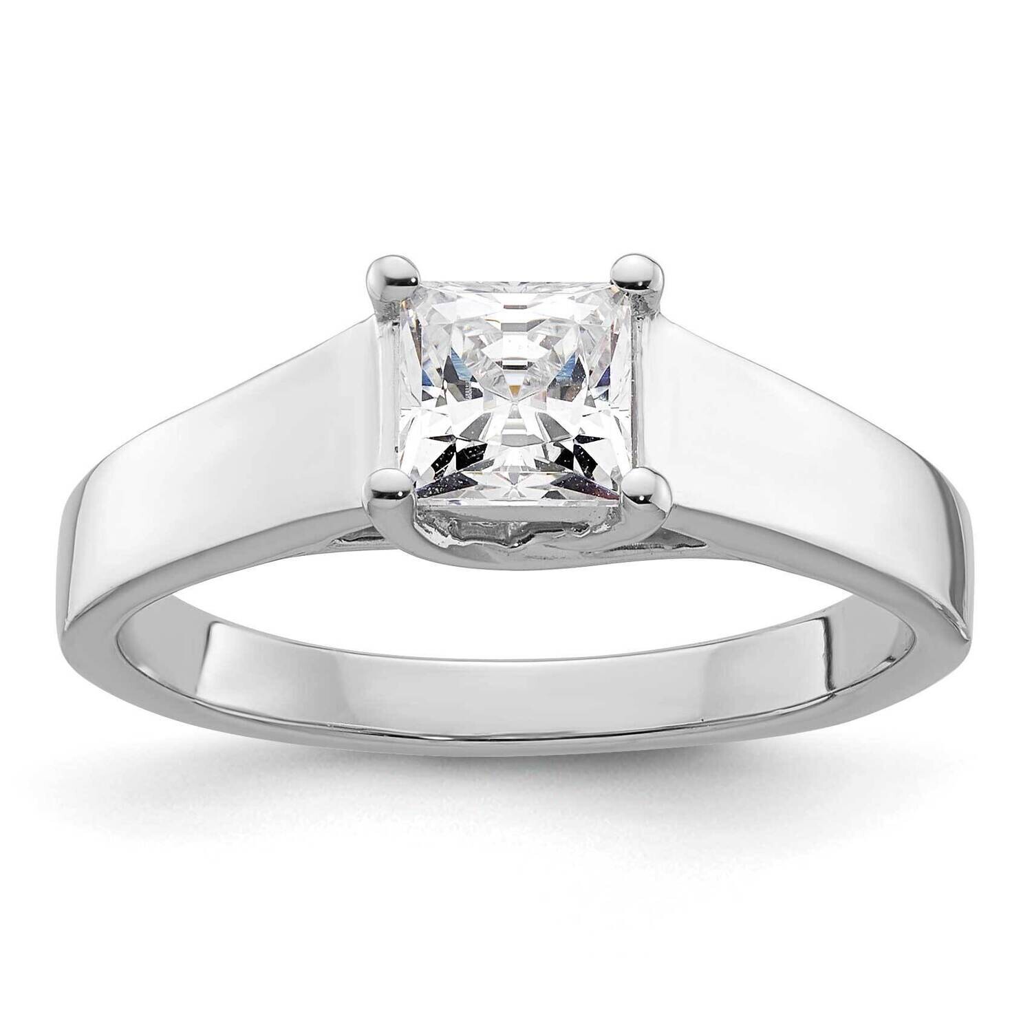 3/4 Carat 5.00mm 4-Prong Square Princess Solitaire Engagement Ring Mounting 14k White Gold RM1960E-…