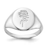 Polished Rose Signet Ring Sterling Silver Rhodium-Plated QR7499, MPN: QR7499,