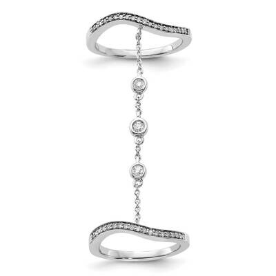 Diamond Attached Double Ring Sterling Silver Polished RLD3890-SSS43S43, MPN: RLD3890-SSS43S43,