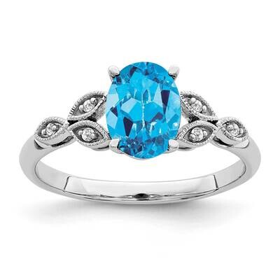 Oval Blue Topaz Diamond Ring 14k White Gold RM6090-BT-004-WA, MPN: RM6090-BT-004-WA, 191101814723