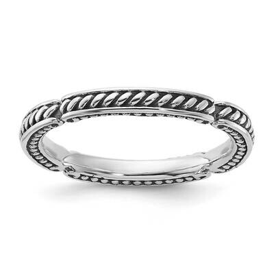 Stackable Expressions Oxidized Textured Ring Sterling Silver QSK2214, MPN: QSK2214,