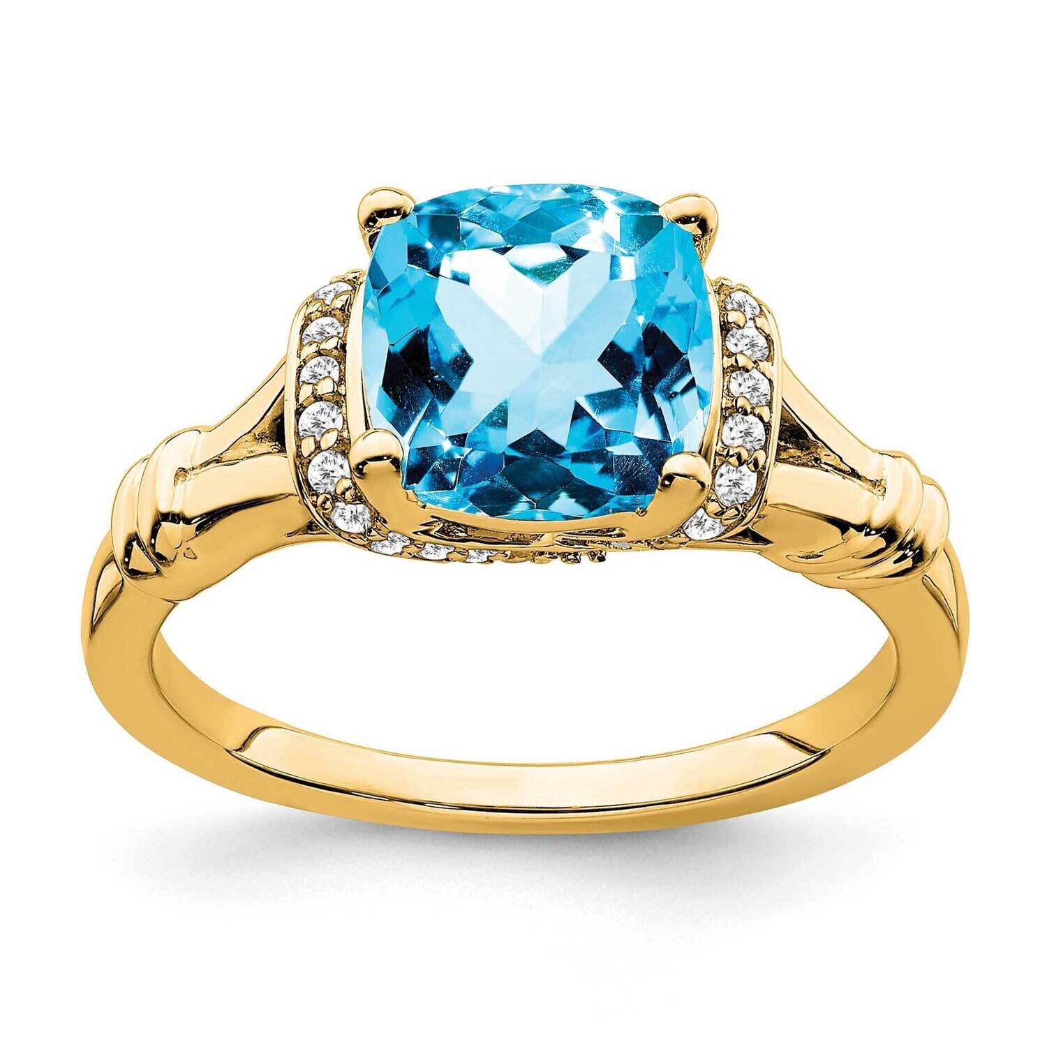 Blue Topaz Diamond Ring 14k Gold RM7158-BT-013-YA, MPN: RM7158-BT-013-YA, 191101819377