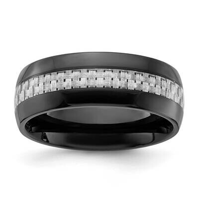 Chisel Polished Black Ip-Plated Carbon Fiber Inlay 8mm Band Stainless Steel SR685, MPN: SR685, 8839…