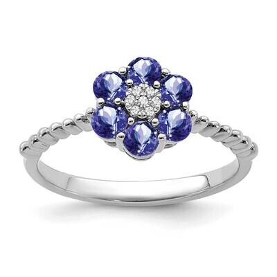 Tanzanite Diamond Floral Ring 14k White Gold RM7191-TZ-003-WA, MPN: RM7191-TZ-003-WA, 191101822285