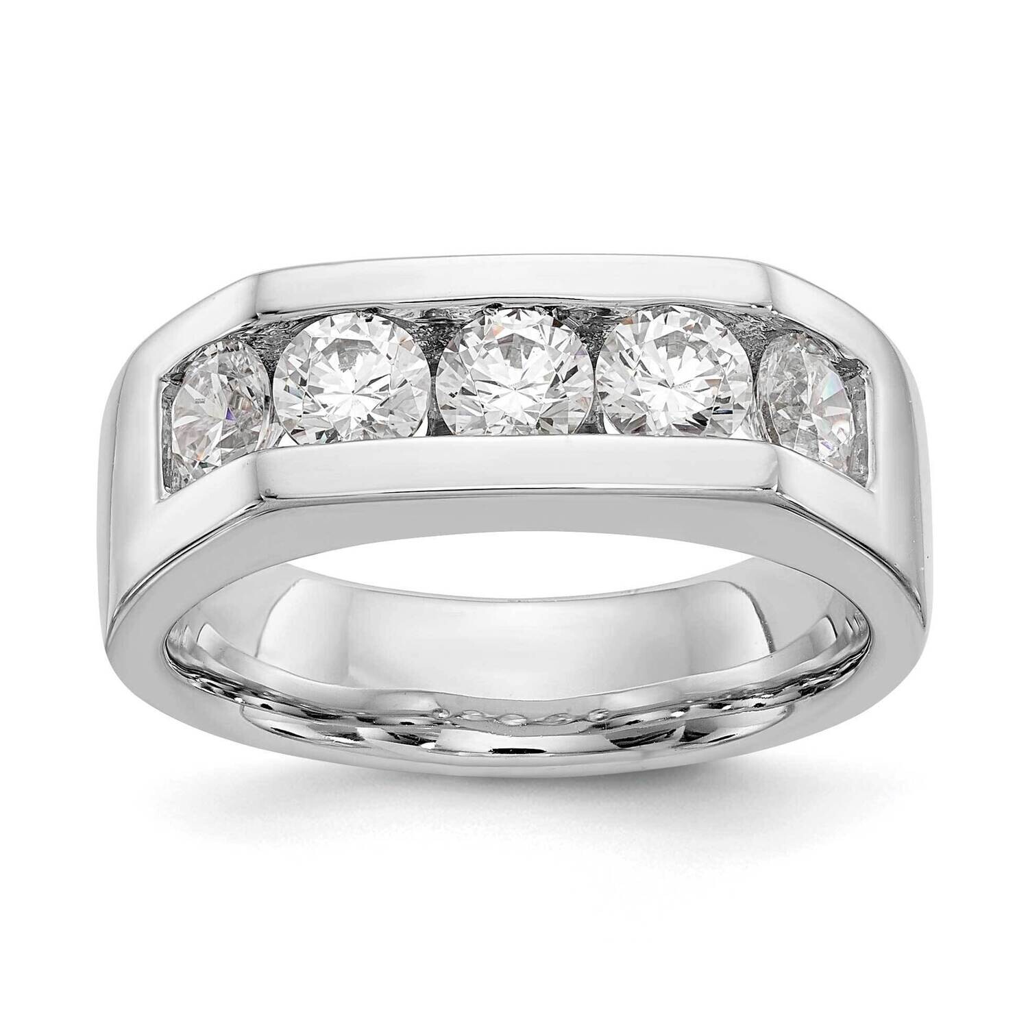 5-Stone Holds 5-4.00mm Round Closed Channel Band Ring Mounting 14k White Gold RM3278B-125-WAA, MPN:…