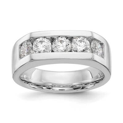 5-Stone Holds 5-4.00mm Round Closed Channel Band Ring Mounting 14k White Gold RM3278B-125-WAA, MPN:…