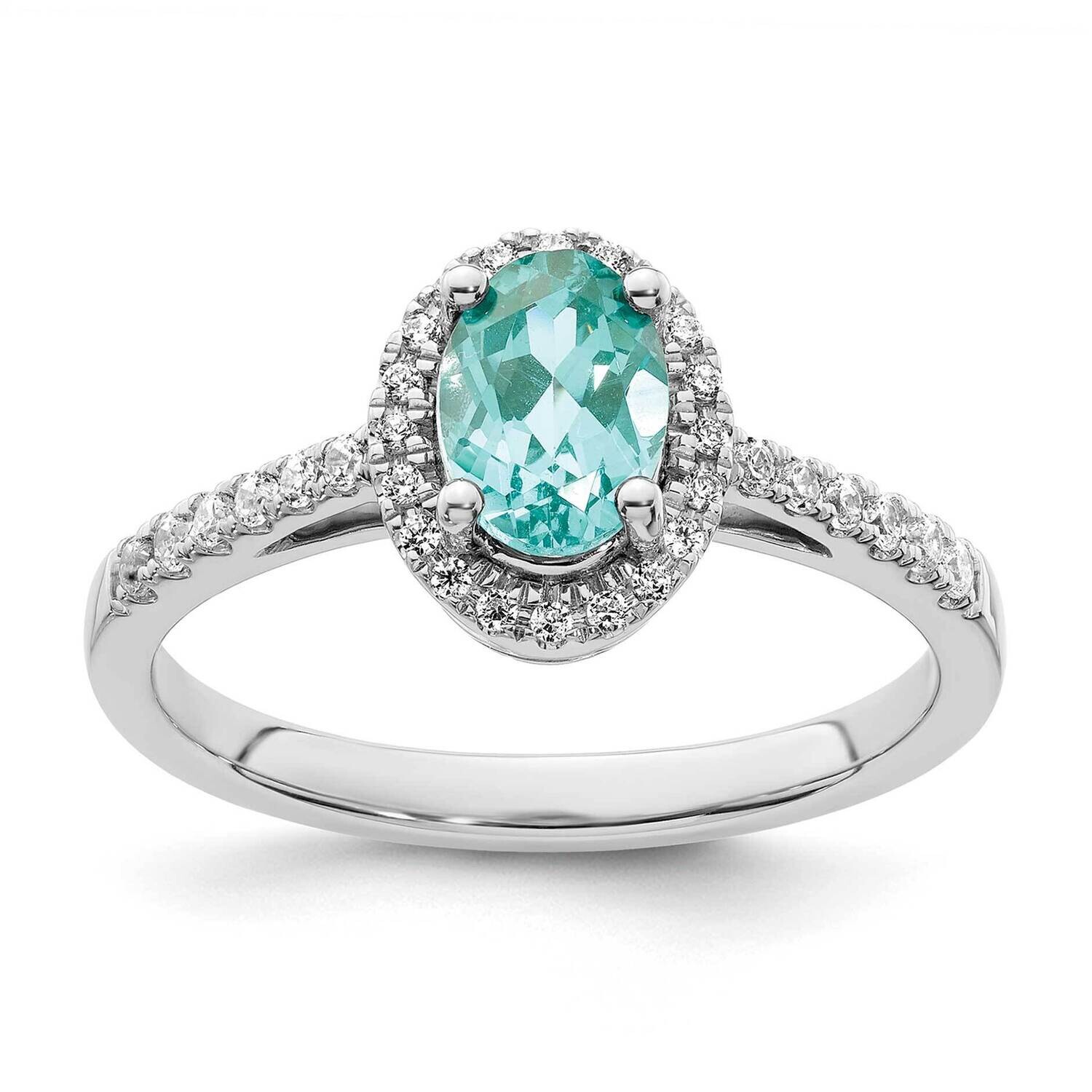 Pure Serenity Diamond Oval Created Paraiba Ring 14k White Gold RM9527-CP-022-WAA, MPN: RM9527-CP-02…