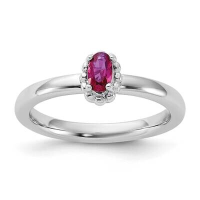 Stackable Expressions Created Ruby Ring Sterling Silver QSK1269, MPN: QSK1269,