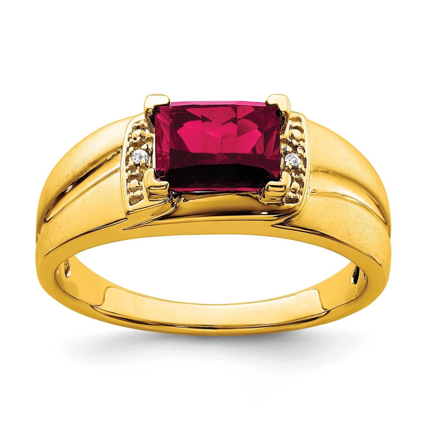 Emerald-Cut Created Ruby Diamond Mens Ring 14k Gold RM7464-CRU-001-YA, MPN: RM7464-CRU-001-YA, 1969…