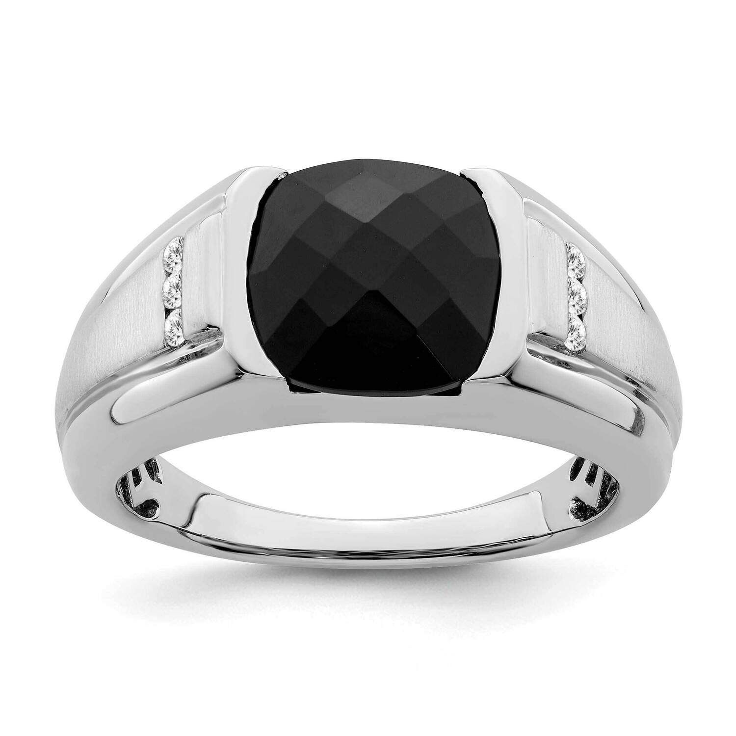 Onyx Diamond Mens Ring 14k White Gold RM7476-OX-009-WA