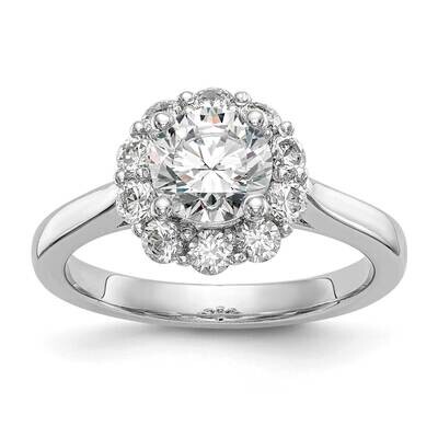 Halo Holds 1 Carat 6.5mm Round Center Engagement Ring Mounting 14k White Gold RM2033E-100-CWAA, MPN…
