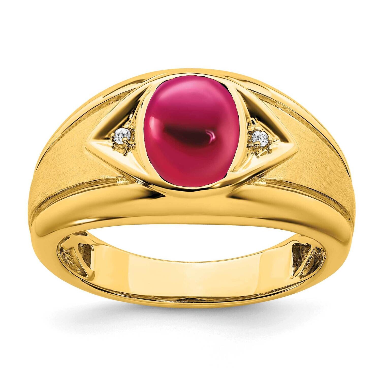 Created Ruby Diamond Mens Ring 14k Gold RM6659-CRU-002-YA