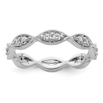 Polished Size 8 Vintage Pave 1/2 Carat Diamond Complete Eternity Band 14k White Gold ET0013-050-8W4…