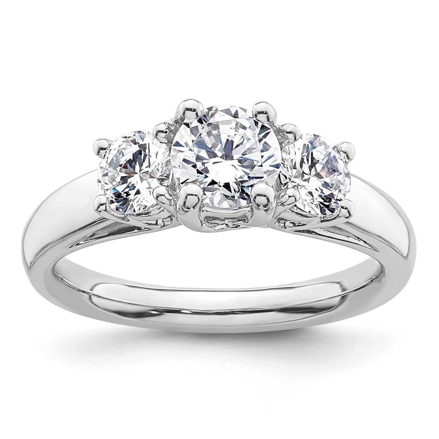 3-Stone Holds 3.4 Carat 5.8mm Round Center 2 -4.6 mm Round Sides Engagement Ring Mounting 14k White…