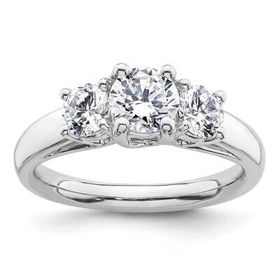 3-Stone Holds 3.4 Carat 5.8mm Round Center 2 -4.6 mm Round Sides Engagement Ring Mounting 14k White…