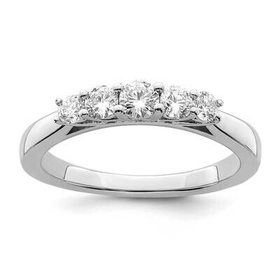 5-Stone Shared Prong Holds 1-3.4 2-2.6 2-2.9mm Round Diamond Band Ring Mounting 14k White Gold RM31…