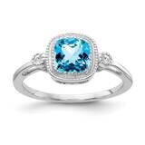 Cushion Blue Topaz Diamond Ring 14k White Gold RM3665-BT-003-WA, MPN: RM3665-BT-003-WA, 886774526195