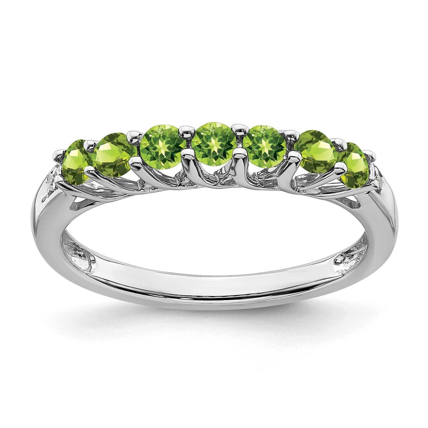 Peridot Diamond 7-Stone Ring 10k White Gold RM7411-PE-001-1WA, MPN: RM7411-PE-001-1WA, 191101662294