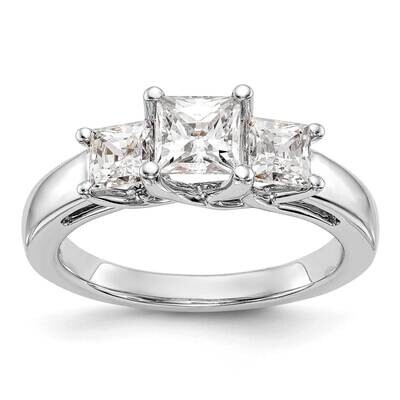 3-Stone Holds 3.4 Carat 4.8mm Princess Center 2-4.3mm Princess Sides Engagement Ring Mounting 14k W…