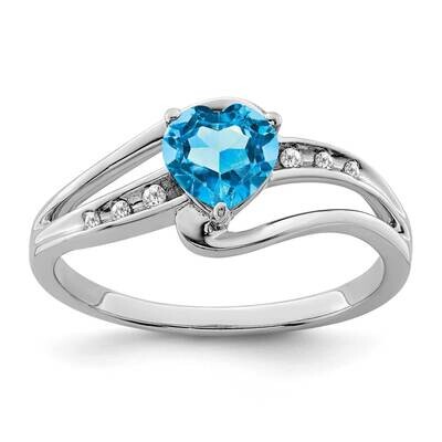 Blue Topaz Diamond Ring Sterling Silver Rhodium-Plated RM7401-BT-004-SSA, MPN: RM7401-BT-004-SSA,
