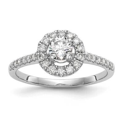 Halo Holds 1/3 Carat 4.5mm Round Center Engagement Ring Mounting 14k White Gold RM2080E-033-CWAA, M…