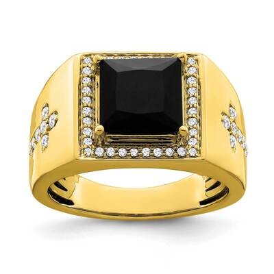 Onyx Diamond Cross Mens Ring 14k Gold RM3687-OX-049-YA, MPN: RM3687-OX-049-YA, 196904096437