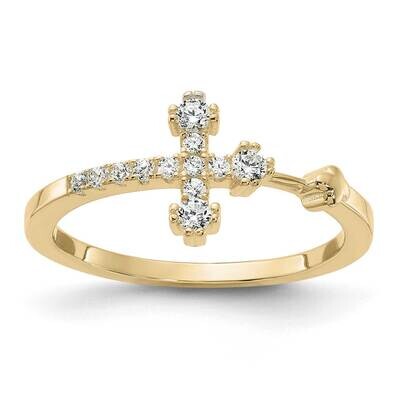 Gold-Tone CZ Cross Ring Sterling Silver QR7483GP, MPN: QR7483GP,