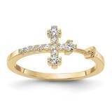 Gold-Tone CZ Cross Ring Sterling Silver QR7483GP, MPN: QR7483GP,