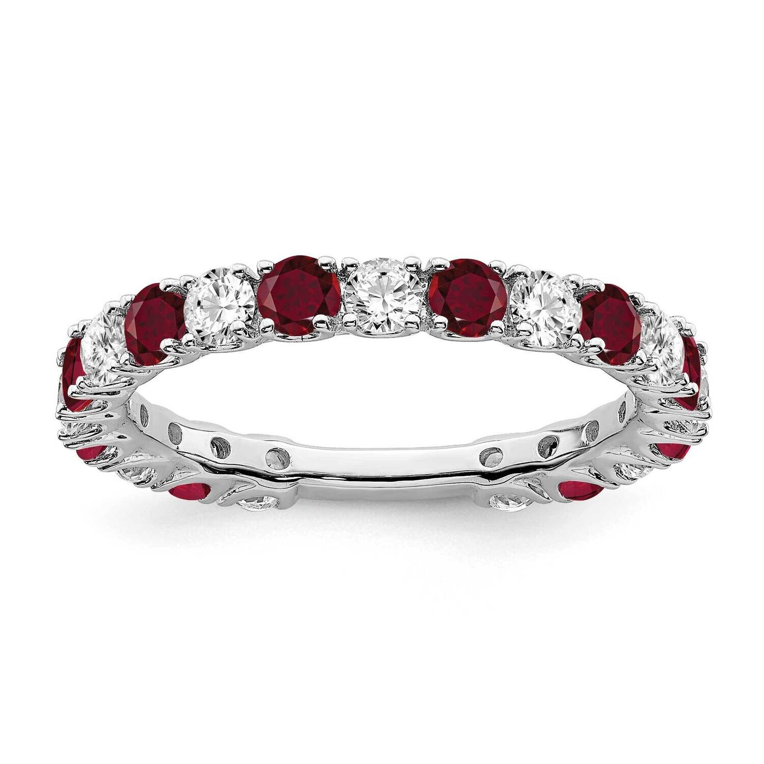 Created Ruby Diamond Band 14k White Gold RM7113-RU-077-WA, MPN: RM7113-RU-077-WA, 191101815775