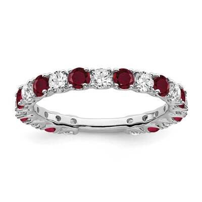 Created Ruby Diamond Band 14k White Gold RM7113-RU-077-WA, MPN: RM7113-RU-077-WA, 191101815775