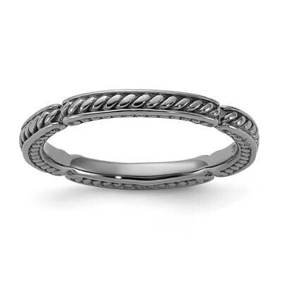 Stackable Expressions Black Rhodium Textured Ring Sterling Silver QSK2213, MPN: QSK2213,