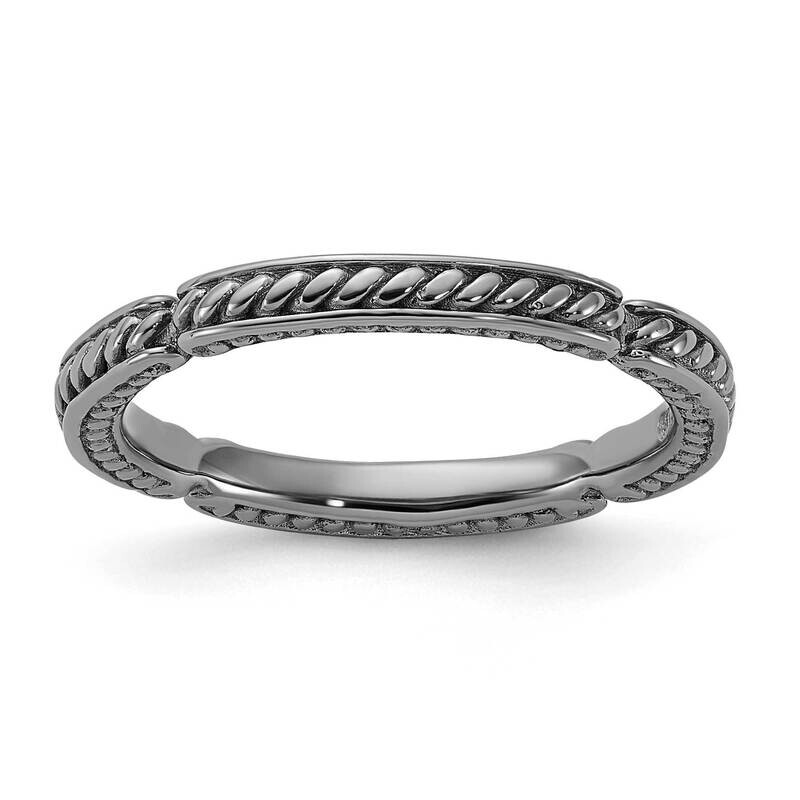 Stackable Expressions Black Rhodium Textured Ring Sterling Silver QSK2213