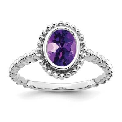 Oval Amethyst Ring 14k White Gold RM7202-AM-W, MPN: RM7202-AM-W, 191101823305